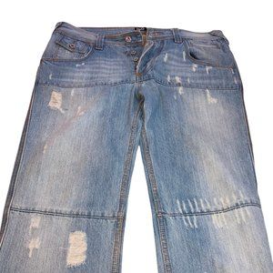 Dolce & Gabbana Men's Button Fly Jeans Blue Straight Measures 36x34Distressed
